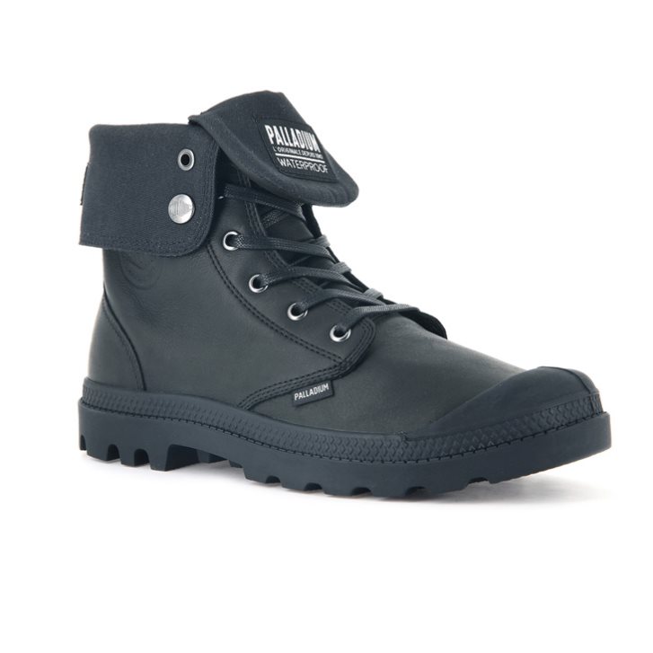 Palladium Baggy Leather ESS WP Men's Boots Black | UK K743-MNL